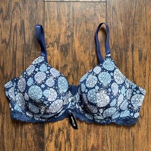 Adore Me Blue Snowflake Lightly Padded Wired Bra